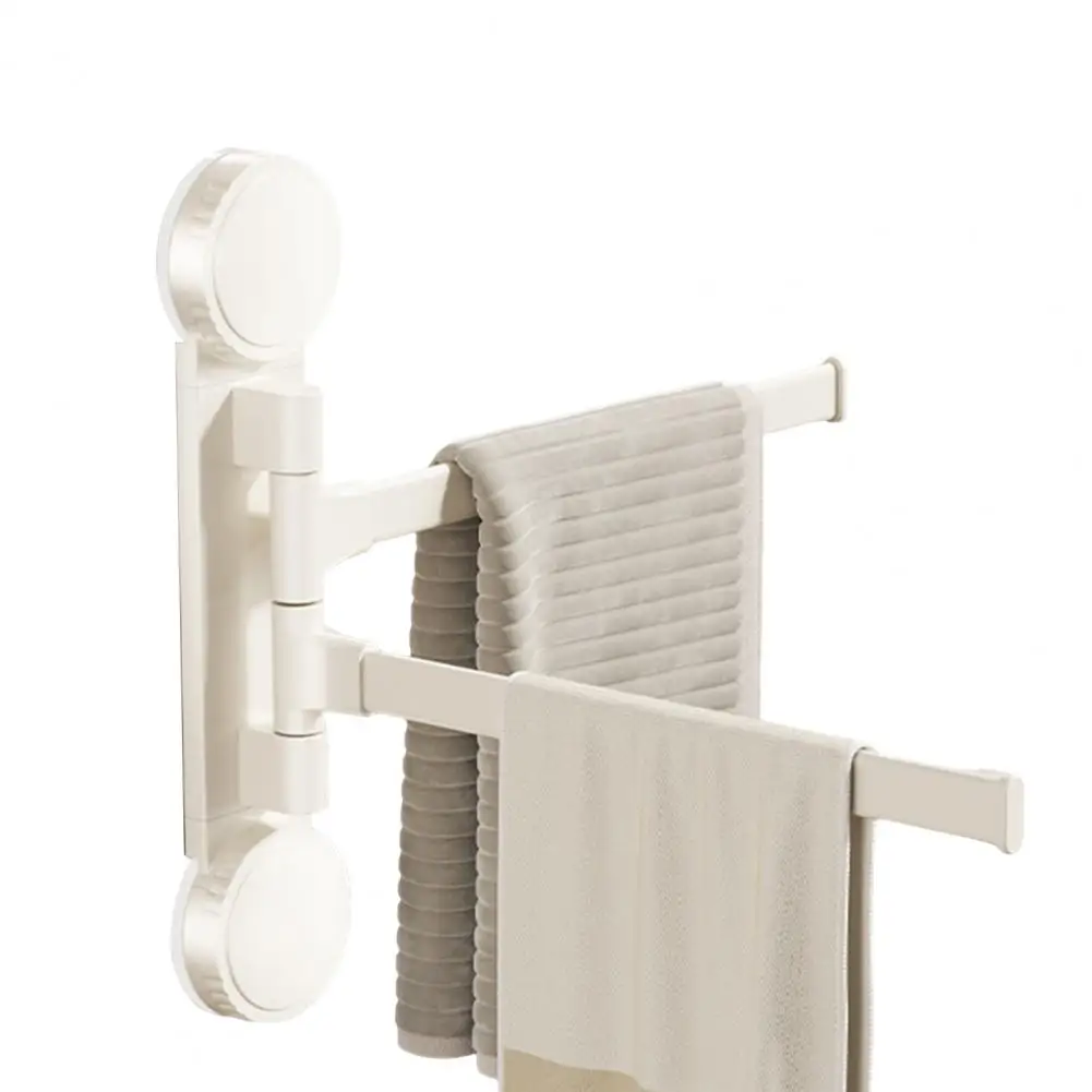 رف منشفة دوار متعدد الأغراض رف منشفة مثبت على الحائط مع عمود ممتد دوران 180 درجة كوب شفط سريع التركيب