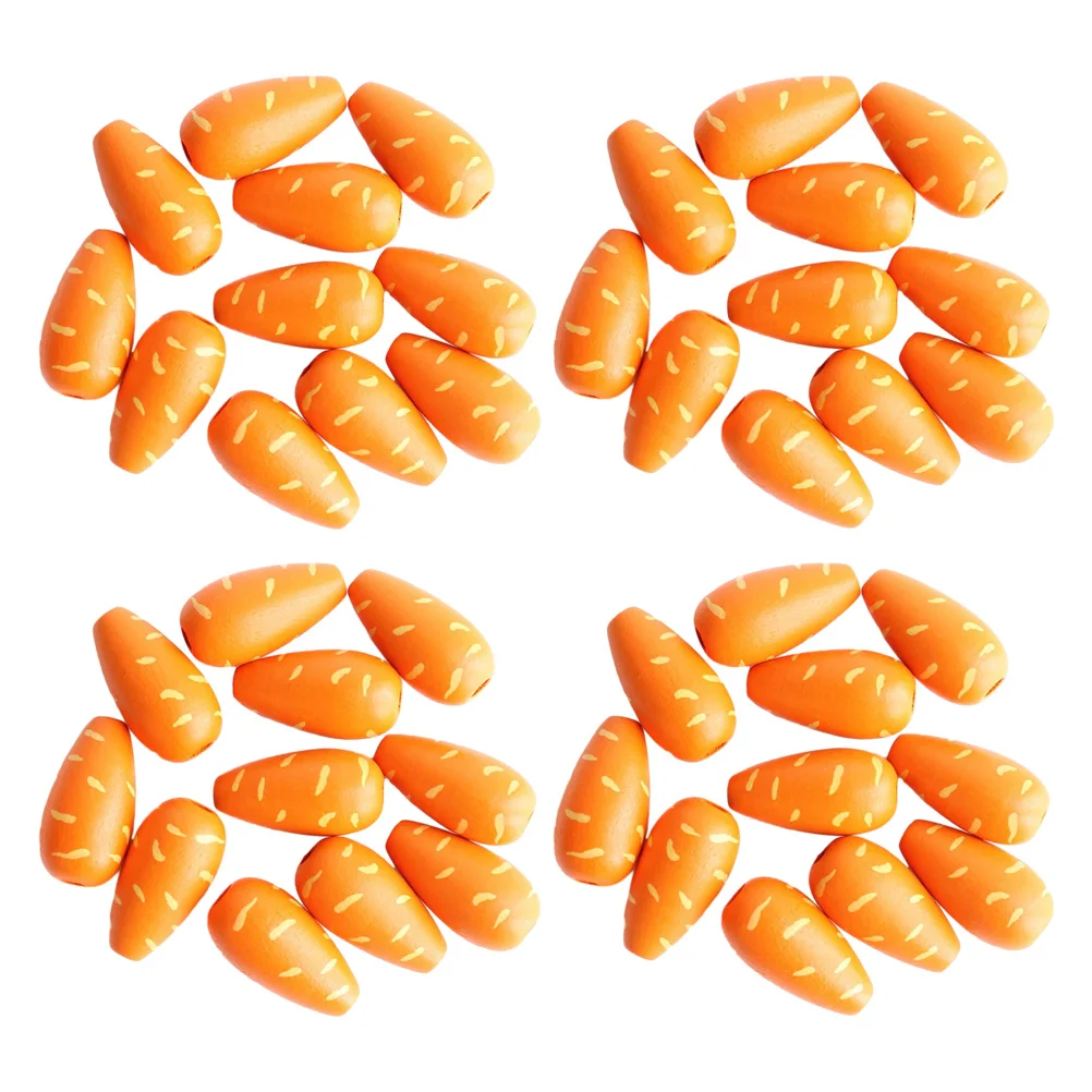 

50pcs Carrot Shaped Wooden Beads for DIY Jewelry Making Easter Crafts Garland Supplies Bright Colors Durable Beads Charms