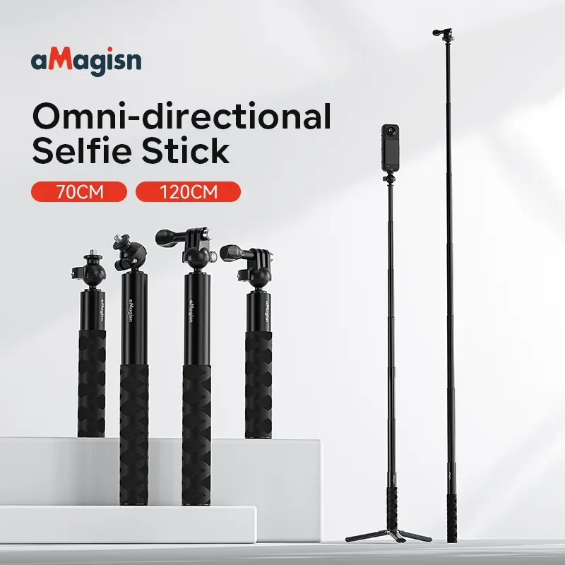 aMagisn Omni-directional Selfie Stick for Insta360/DJI/GoPro 360° Rotation Aluminum Alloy Selfie Stick Accessories image 5