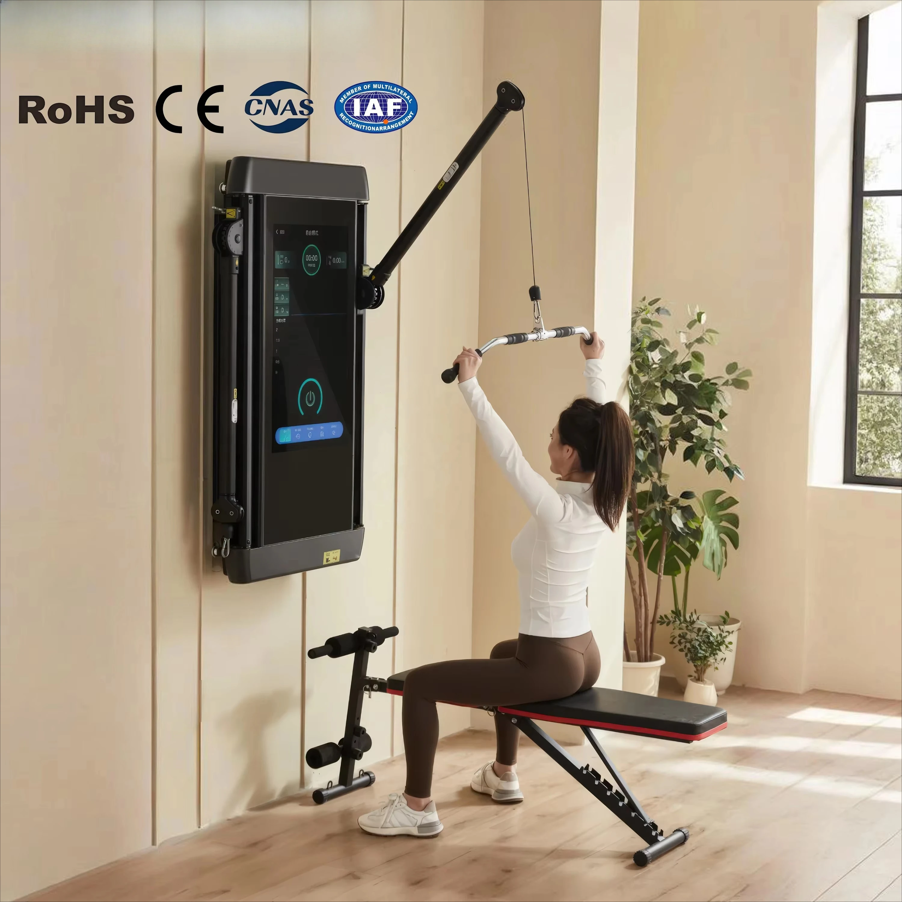 กระจกออกกำลังกายอัจฉริยะ มัลติฟังก์ชั่น สเตชั่นออกกำลังกาย รวมการฝึกกล้ามเนื้อหน้าอก ขา และฟังก์ชั่นฟิตเนสอื่นๆ