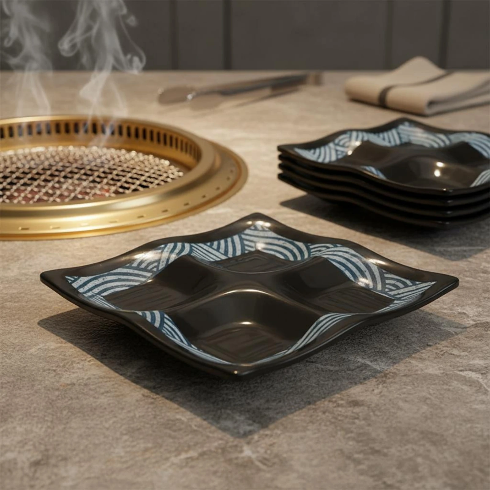 Japanese Design Serving Dish Long-Lasting Melamine Sushi Plate Rectangular Sushi Plate Lightweight Tableware Stackable
