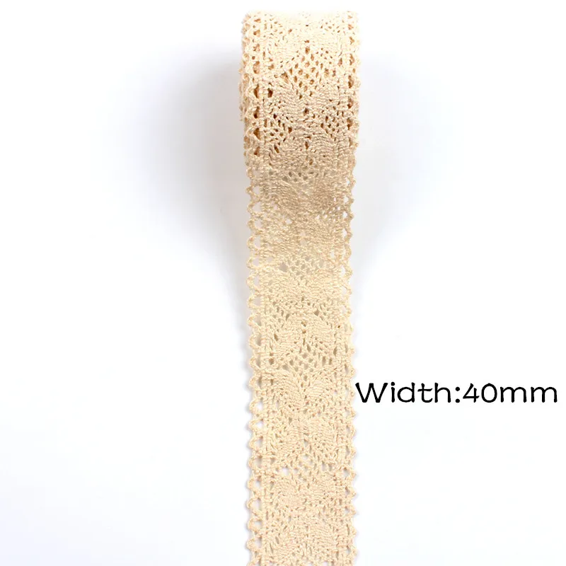 2Yards/Lot Beige Wide Lace Farbic For Crafts 35-55mm Trim Ribbon DIY Garment Hair Hat Accessories Embroidered Sewing Tulles