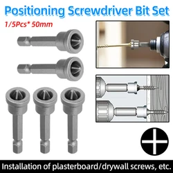 Set Depth Stop Plasterboard Screws Locating Screwdriver Bits PH2 Hex Shank Drywall Dimpler Bits Drilling Bits Tools 50mm
