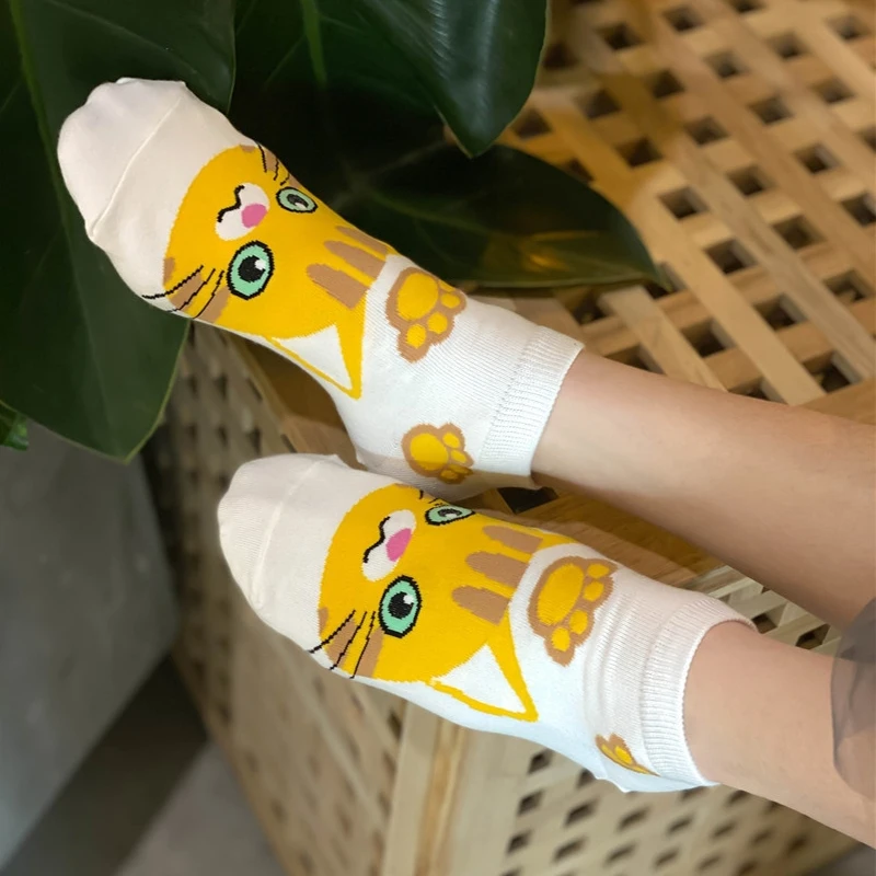 1/5Pairs Cartoon Cat Puppy Dog Socks Cotton Sock Harajuku Kawaii Kitty Women Girls Anklet Sock Breathable Casual Sox Short Sock