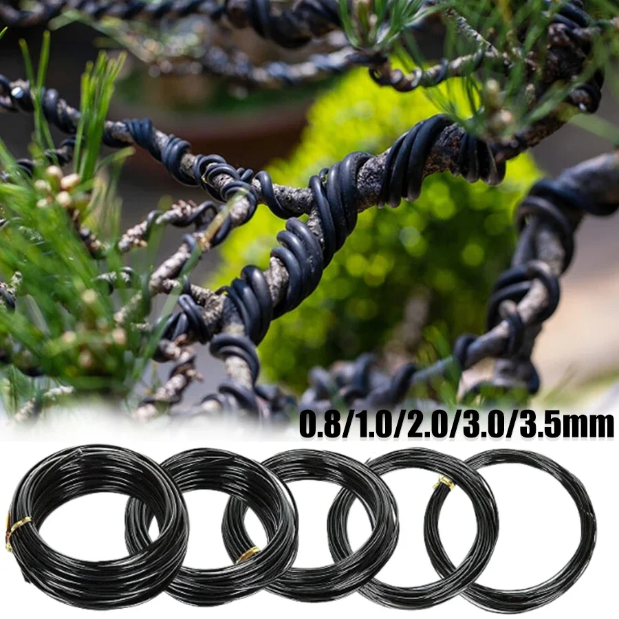 0.8mm 1.0mm 2.0mm 3.0mm 3.5mmx5Meter Black Bonsai Wire Anodized Aluminum Bonsai Training Wire Garden DIY Tool for Plant Shapes