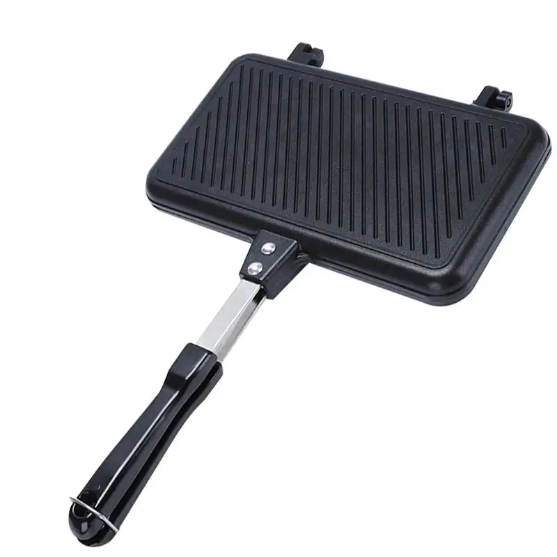 Double Sided Sandwich Pan Non stick Grilled Sandwich and Panini Maker with Handle Multiple Purposes Frying Pan for Breakfast