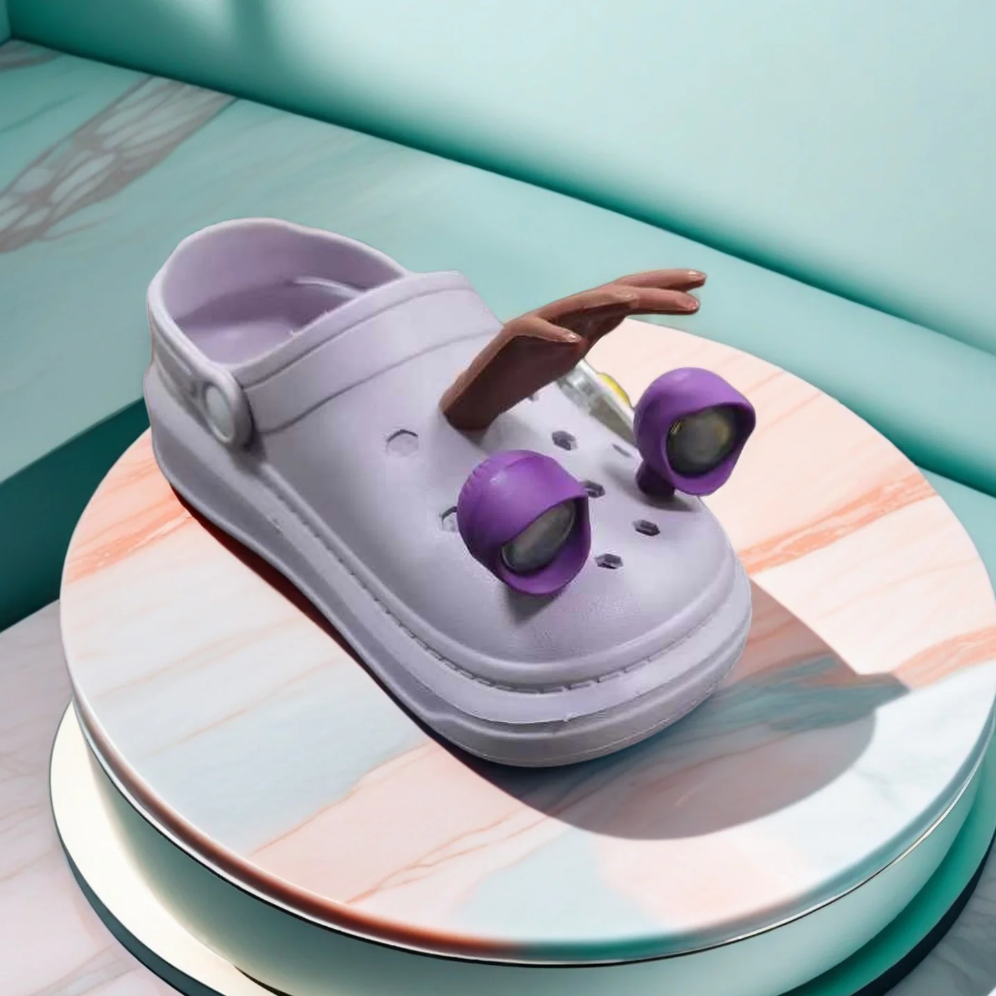 2pcs Hand Shoe Charms Flexible Parody Clogs Sandals PVC Garden Shoe Decorations Funny Gift for Friends