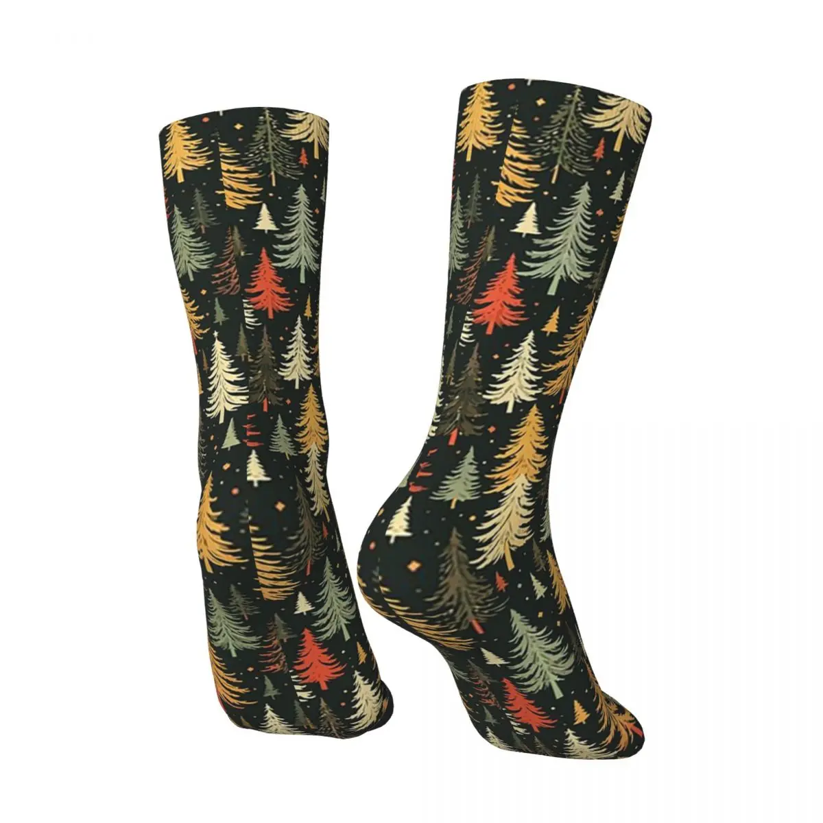 All Seasons Retro Forest Tree Pattern Socks Harajuku Crew Socks Super Soft Stockings for Men Women Valentine's Day Gifts