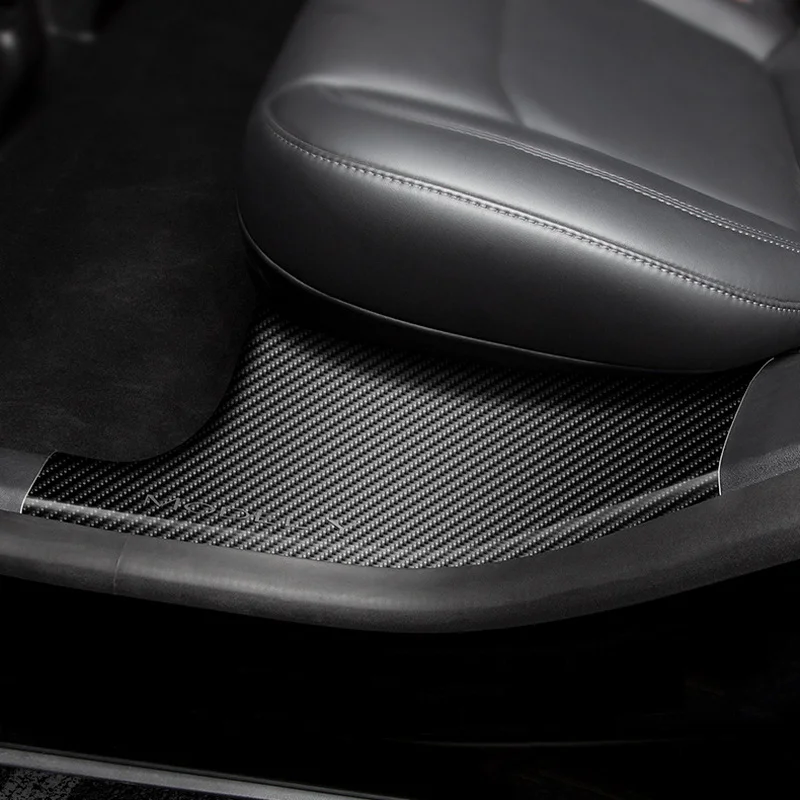 for Tesla Model Y Interior Accessories Front Rear Door Sill Protector Cover Carbon Fiber ABS Anti-Kick Pedal Inner Strip Guards