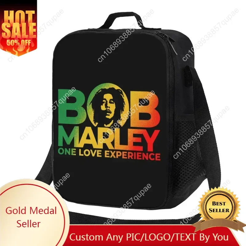 Jamaica Singer Reggae Rock Bob Marleys Insulated Lunch Tote Bag for Resuable Thermal Cooler Food Lunch Box Kids School Children