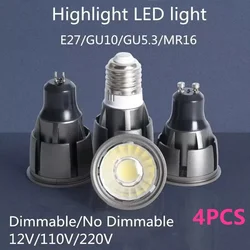4PCS  Super Bright Dimmable GU10 / GU5.3 / E27 / MR16 COB 6W 9W 12W LED Bulb Lamp 85-265V 12V Spotlight Warm White / Cold White