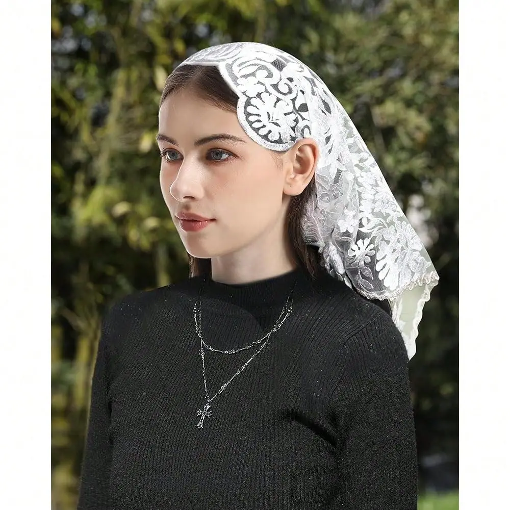 Triangle Chapel Veil Vintage Inspired Lace Mantilla Veils For Chu 1rch Latin Mass Catholic Head Scarf For Women