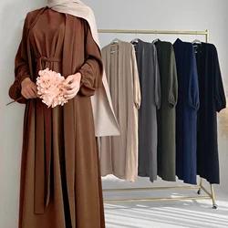 2 Piece Abaya Set Kimono with Inner Dress Muslim Abayas for Women Dubai Luxury Turkey Ramadan Islam Matching Hijab Outfit Kaftan