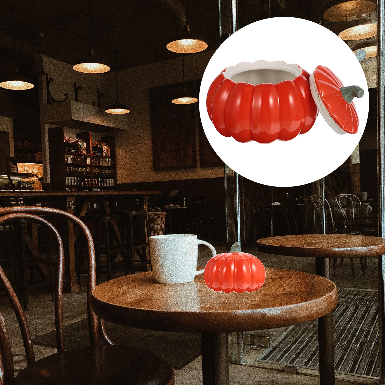 

Orange Pumpkin Storage Pot Ceramic Dry Food Container Airtight Seal for Cereal Nuts Spices Tea Jar Halloween Decoratkion