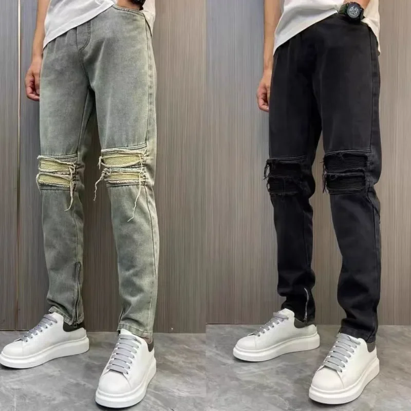 Haremชายคาวบอยกางเกง90S StreetwearหรูหราY2kกางเกงVINTAGE Grunge Goth 2025แฟชั่นผ้าฝ้ายสไตล์ซ้อนกางเกงยีนส์ผู้ชาย