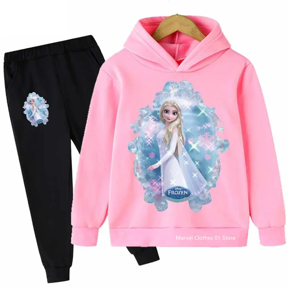 Spring Autumn Girls Frozen Hoodie Set Kids Santa Claus Clothes Casual Boys Suit Children Suit Hoodies and Pants 2pcs