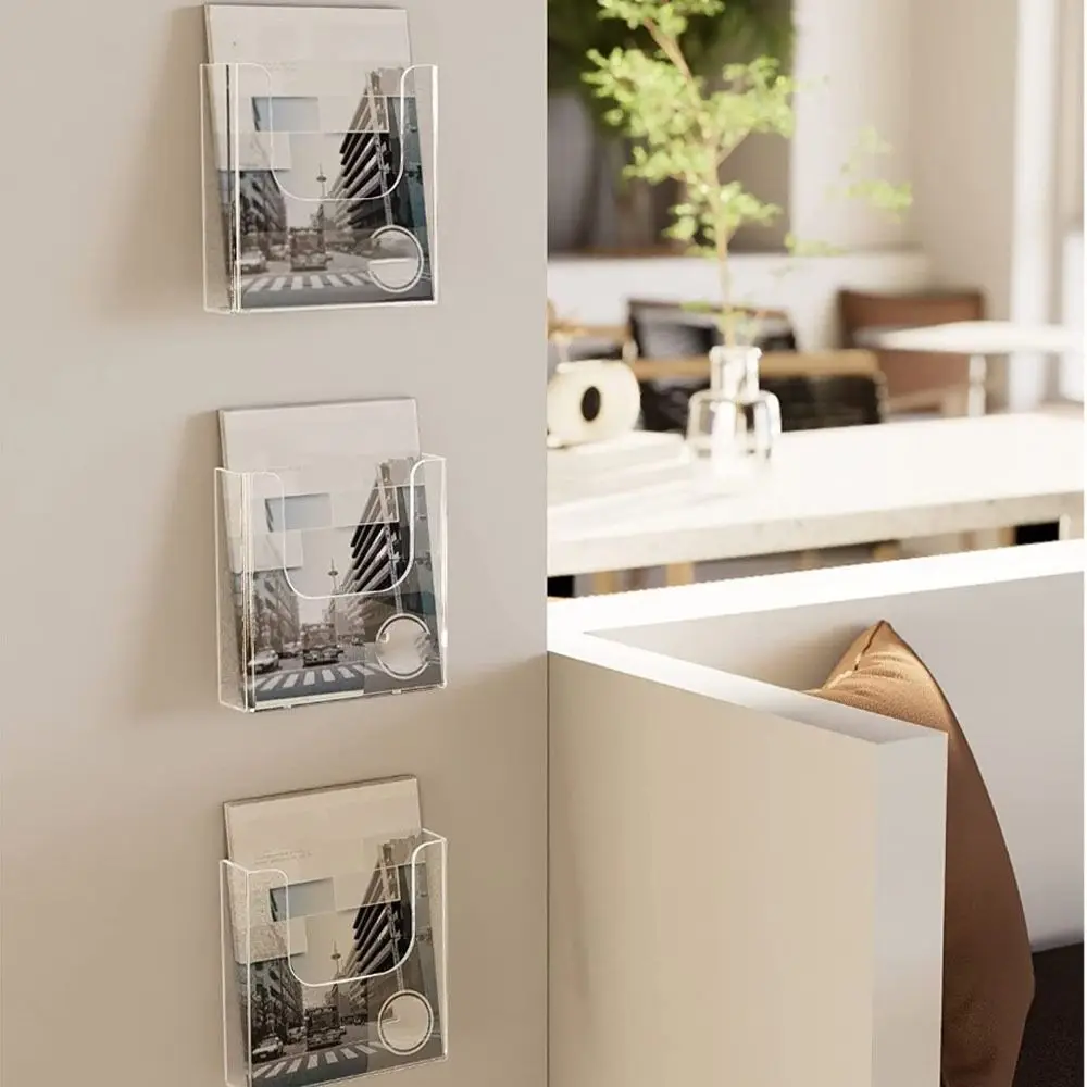 

A4/A5 Wall-Mounted File Organizer Transparent Plastic Shelf File Rack Single Layer Document Folder Holder Data Display Rack