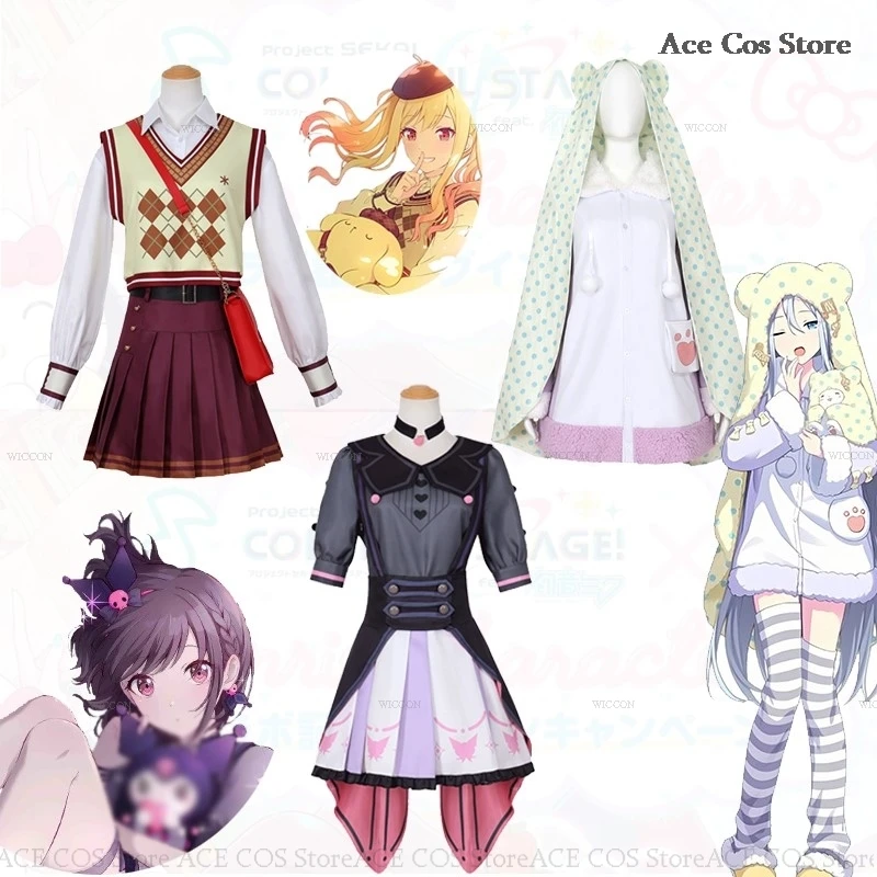 Project Sekai Colorful Stage Tenma Saki Shinonome Ena Yoisaki Kanade Cosplay Costume Co-Sanri Dress Wig Halloween Party Roleplay