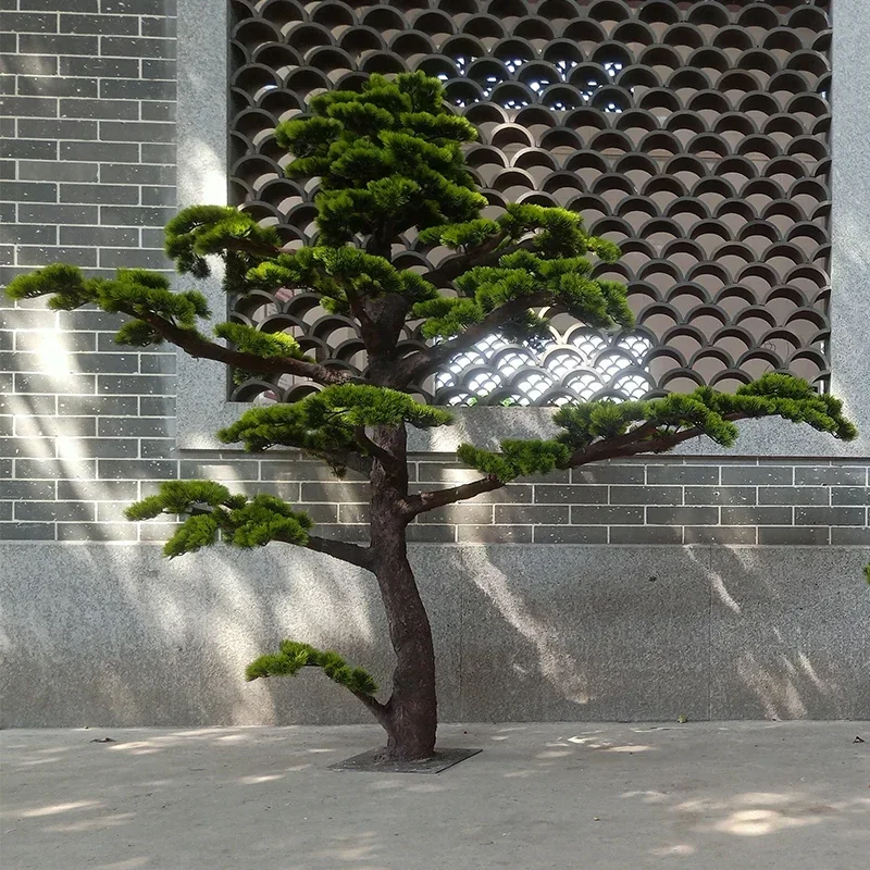 Artificial Greeting Pine FRP Pine Shape Fake Trees Courtyard Large Decorative Tree