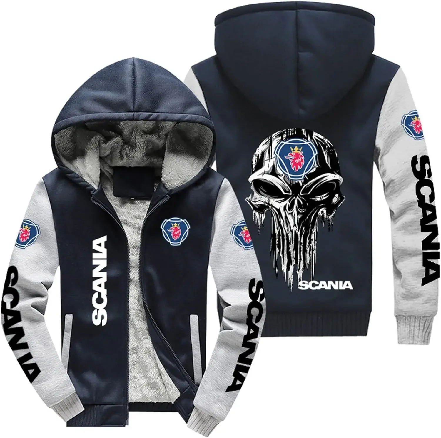 Nueva chaqueta con capucha de invierno para hombre, moda Scania, sudaderas informales de lana con forro de lana de alta calidad, abrigo con capucha