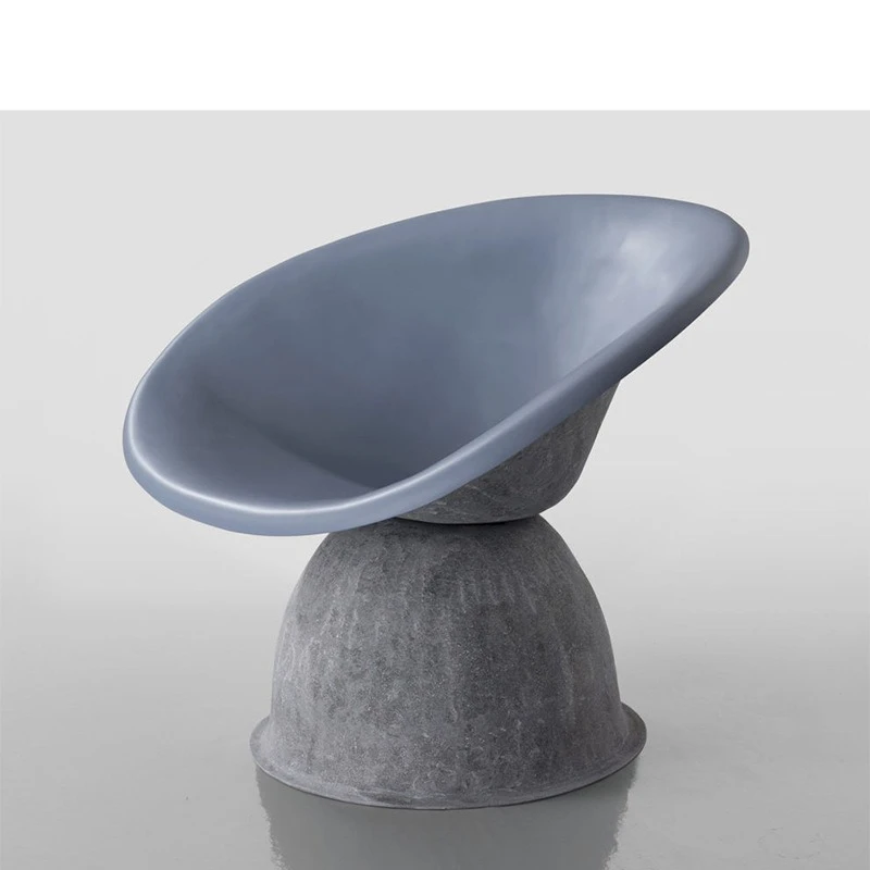 Designer Mushroom Chair Creative Art Special-Shaped FRP Single Lounge Chair Fashion Personality Black Eggshell Chair