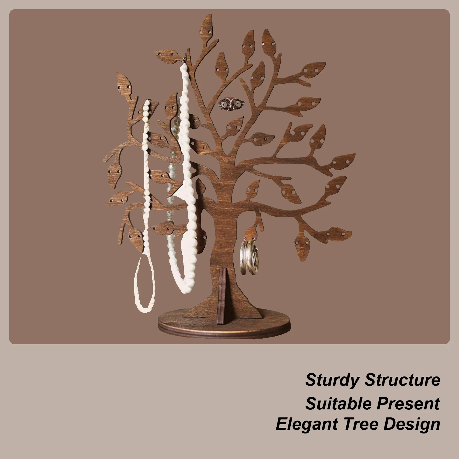 Soporte de árbol de joyería, organizador de almacenamiento de pendientes, estante de madera, exhibición de pulsera que ahorra espacio, decorativo para armario de dormitorio de mujer y niña