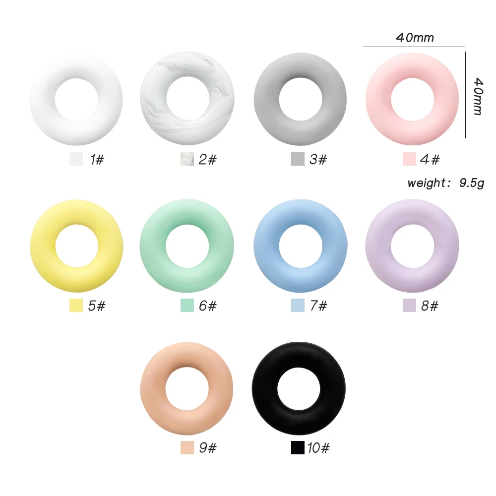 10pcs Silicone Doughnut Food Grade Teether DIY Nursing Jewelry Sensory Chewing Toy Accessories - Image 6