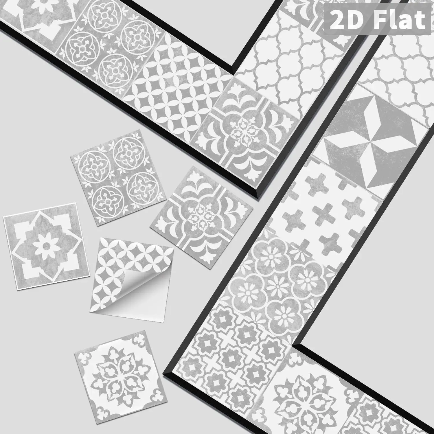 Graue Retro-geometrische Fliesenaufkleber für Küche, Bad, Wohnzimmer, industrielle Retro-Stil Raumdekoration Aufkleber – Detail 8