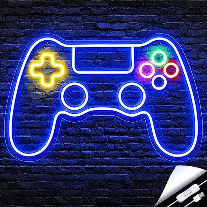 New Neon Game Shape LED USB Power Supply Neon Sign Bedroom Children's Game Area Party Wall Holiday Halloween Christmas Gift