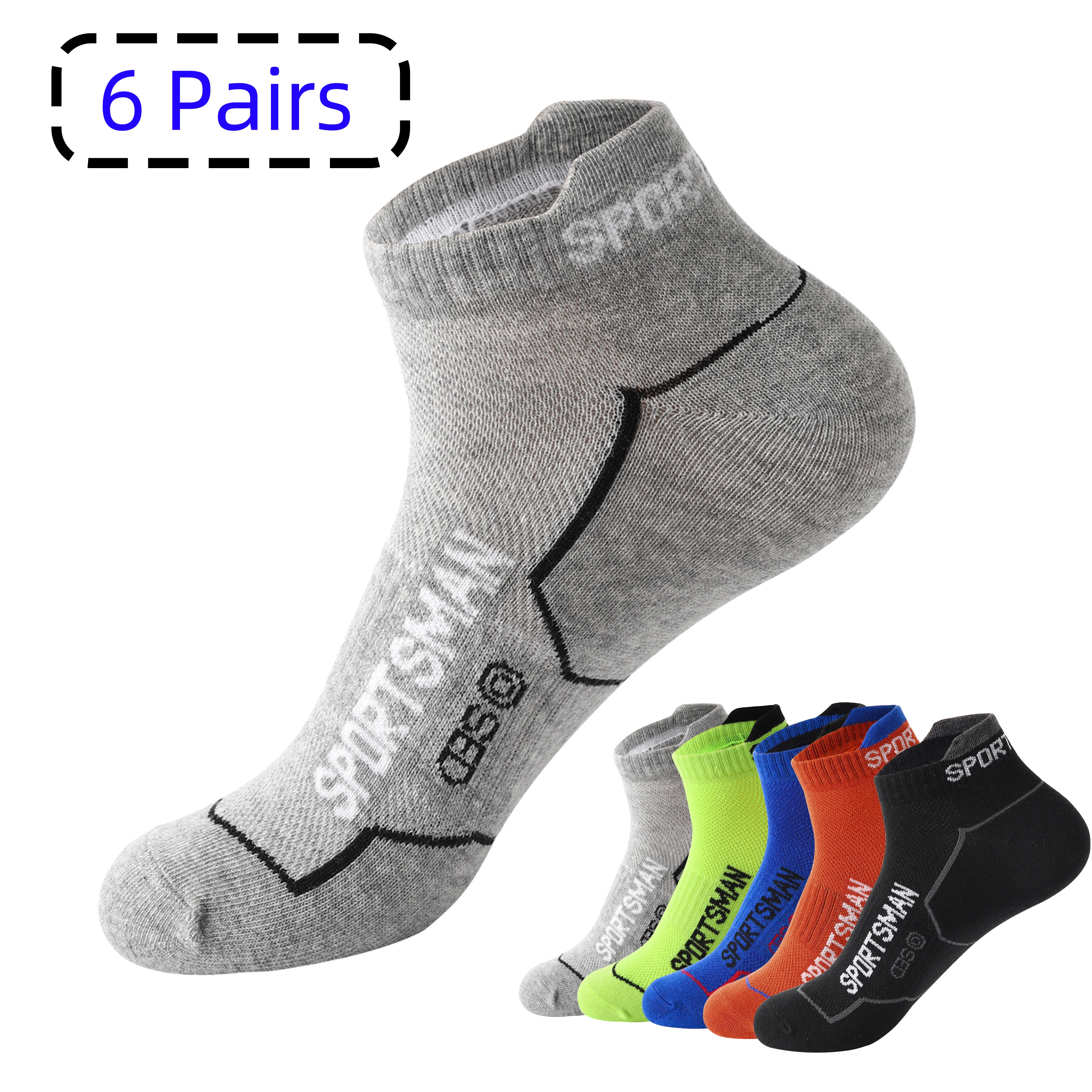 Chaussettes de sport en coton respirant pour hommes, 6 paires, haute qualité, maille, décontracté, athlétique, été, coupe fine, courtes, taille 38-45