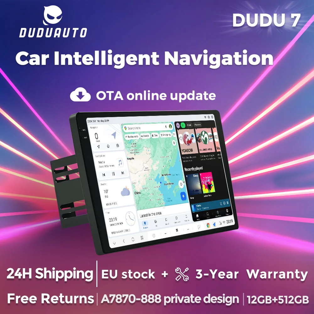 EU Warehouse DUDUAUTO DUDU7 7870 4G LTE Universal 2K Screen Android 13 Car BT Radio Multimedia Player Carplay GPS DSP All-in-One