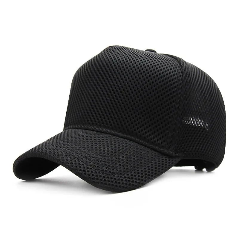 Gorra de béisbol de malla con cabeza grande para hombre y mujer, gorro transpirable ajustable para deportes al aire libre, correr, Verano