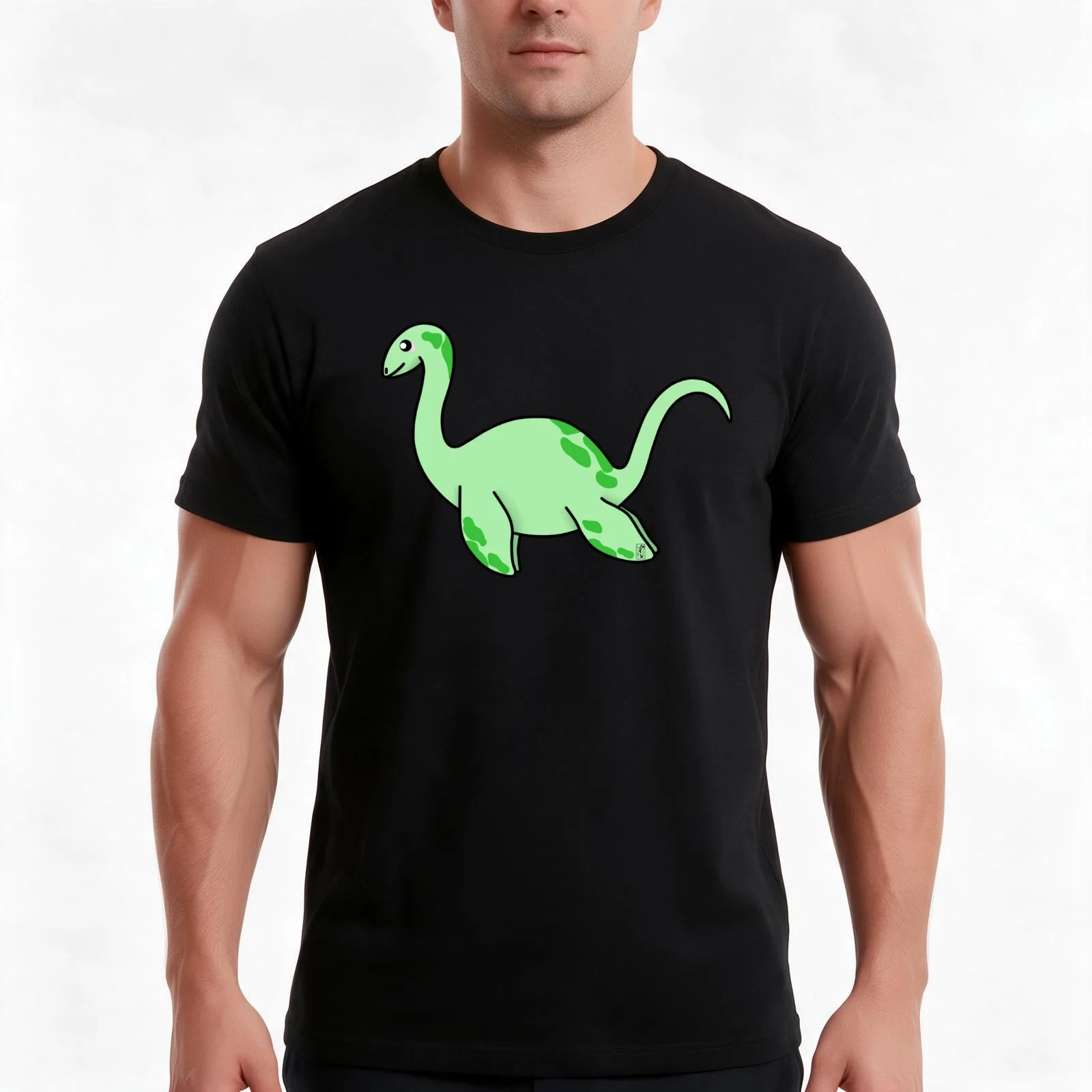 Ferociously cute nessie T-Shirt, Summer Casual Cotton Tee, Oversized Streetwear Tops, Vintage Graphic Print, Unisex Men Women