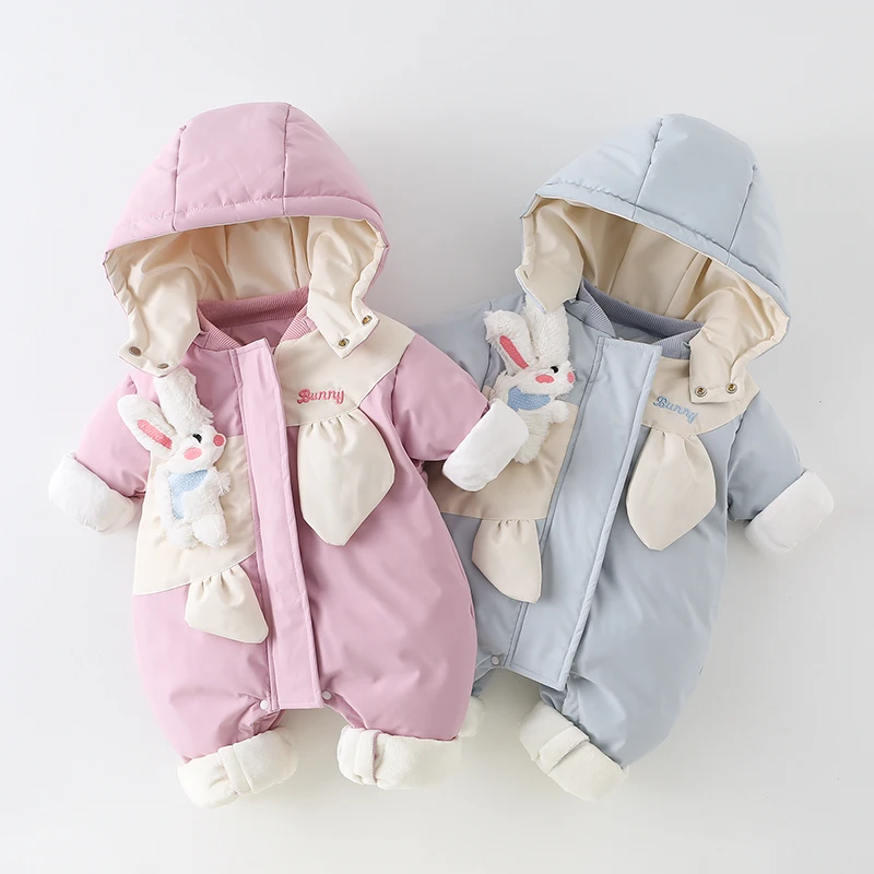 

Thickened Winter down Jacket for Babies Girls Outgoing Clothes Warm Lined Overalls Children's Fashion Sets Polyester Fiber
