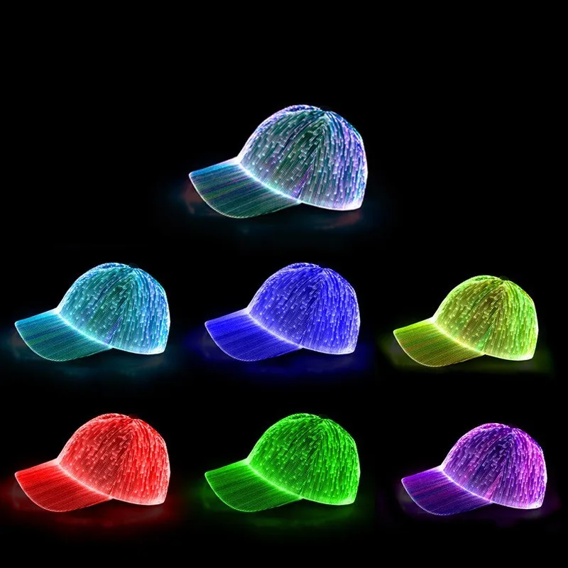 

LED Fiber Lighting Baseball Cap Adjustable Flashing Performance Hat Fashion Trend Leisure For Night Light Bar Nightclub Party