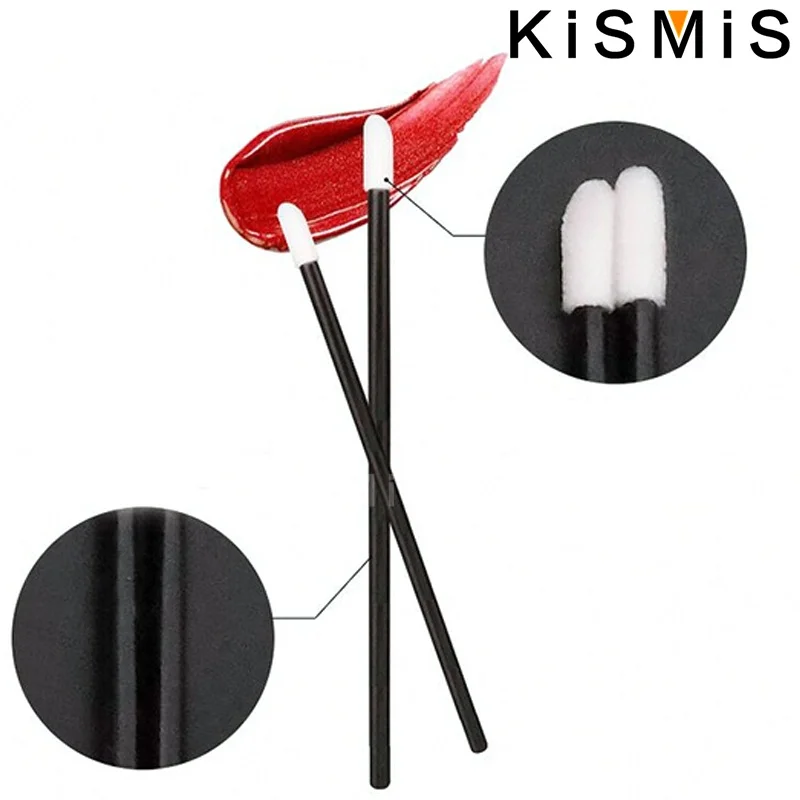 KISMIS 50Pcs Cotton swab Lip Brush Eyelash Makeup Brushes Lash Extension Mascara Applicator Lipstick Wands Set Cosmetic Makeup