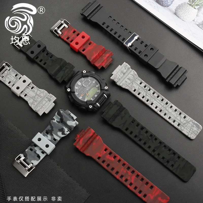 Watchband For GSHOCK Casio modified camouflage silicone watch strap with GA900 GA-810 GA-800 raised silicone mouth accessories