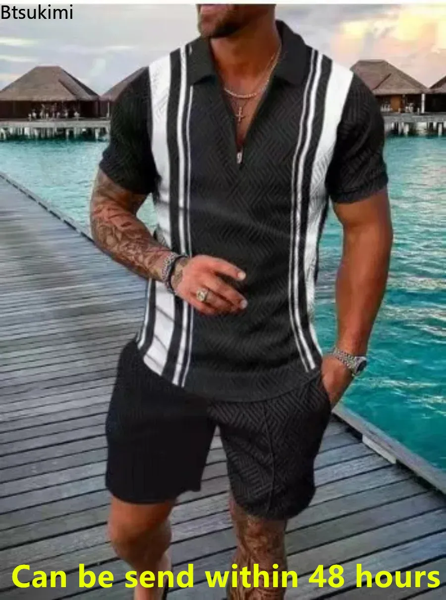 New 3D Digital Printed Men's Fashion Casual Sets Short Sleeve Polo Shirt and Shorts 2 PCS Sets Sportwear Suit 2024 Male Clothing