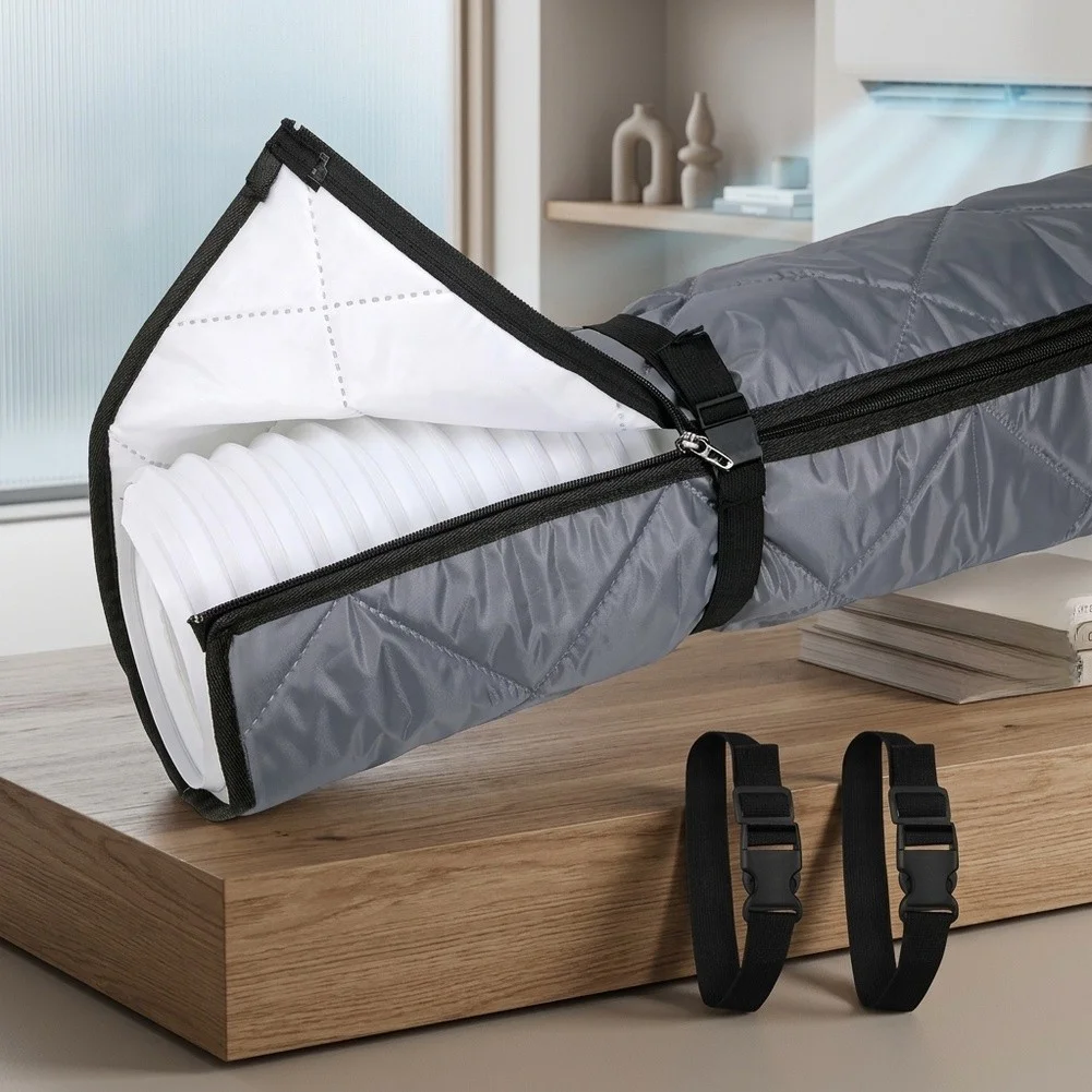 Portable Air Conditioner Insulation Sleeve - 150 x 53 cm Protective Cover for AC Hose with Zipper and Strap System