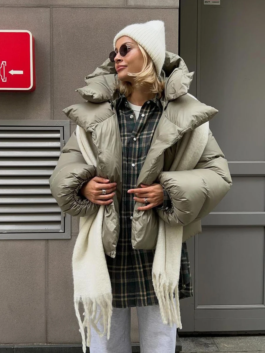 Dicker, warmer Puffer-Baumwollmantel, Damen-Brotjacke, Herbst-Winter, mit Kapuze, Steppjacke, mit Baumwolle gefütterte Langarm-Oberbekleidung