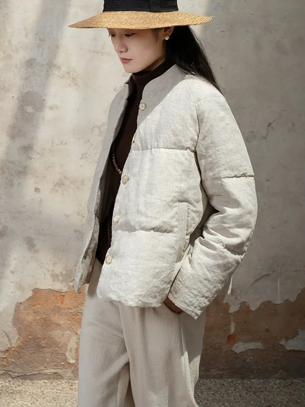 الشتاء المرأة Jaet Haax القطن قطرة المطر نمط الفني خمر ملابس خارجية Thiened طويلة Sve الحلو Sle معطف