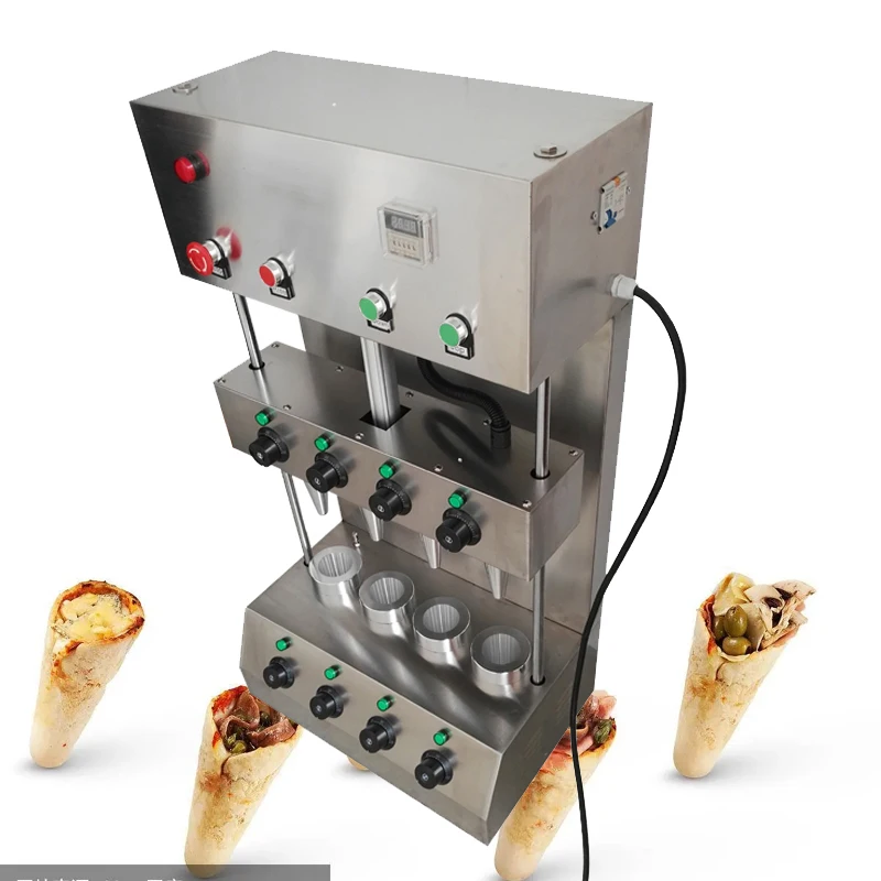 

Stainless Steel Pizza Cone Machine Commercial Pizza Cone Moulding Maker 4 Cone Pizza Making Machine