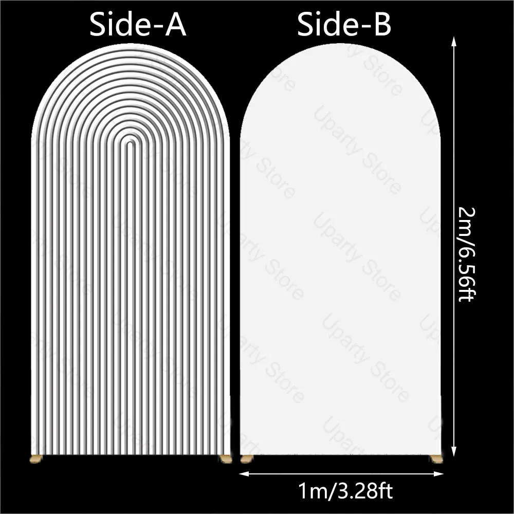 تموج قوس خلفية غطاء مجردة أسود أبيض تموج أعلى جولة حامل غطاء إطاري لعيد ميلاد الطفل دش حفل زفاف ديكور