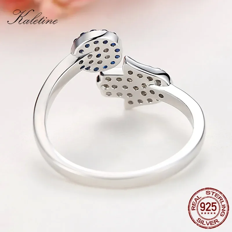 KALETINE 925 Sterling Silver Evil Eye Blue Eye Hamsa Hand Fatima Hand Adjustable Female Rings Open Size Ring Wedding Jewelry