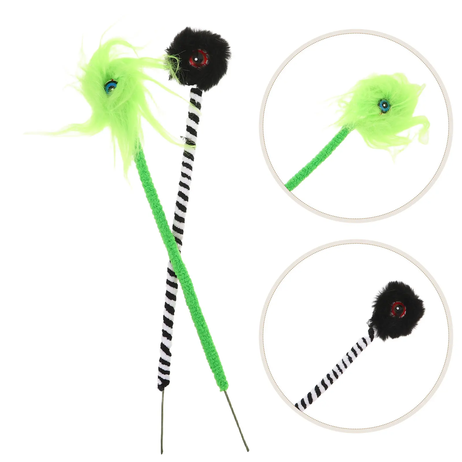 6Pcs Green Eyeball Halloween Picks with Striped Stems Spooky Floral Stem Decor for Vase Filler Wreath DIY Centerpiece Table