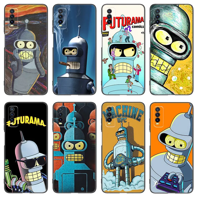 Futurama Bender Black Silicone Phone Case For VIVO V27 V29 V30 Pro Y02 Y15 Y17 Y33 Y76 S Y27 Y55 Y78 5G Y16 Y21 Y22 Y35 Y36