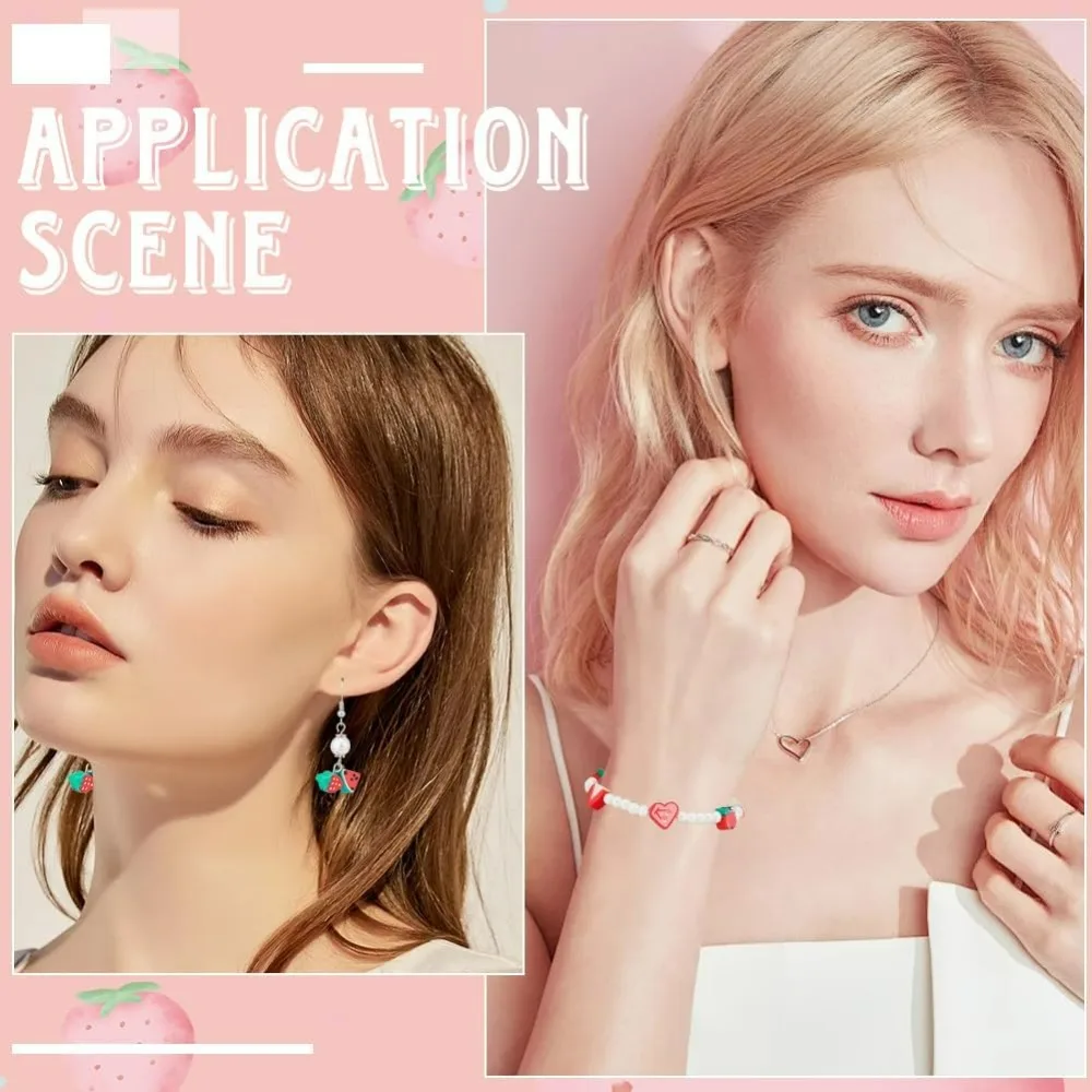 1박스 330개 11가지 스타일 딸기 클레이 비즈 과일 슬라이스 비즈 혼합 과일 여름 레드 수박 사과 하트 체리 복숭아