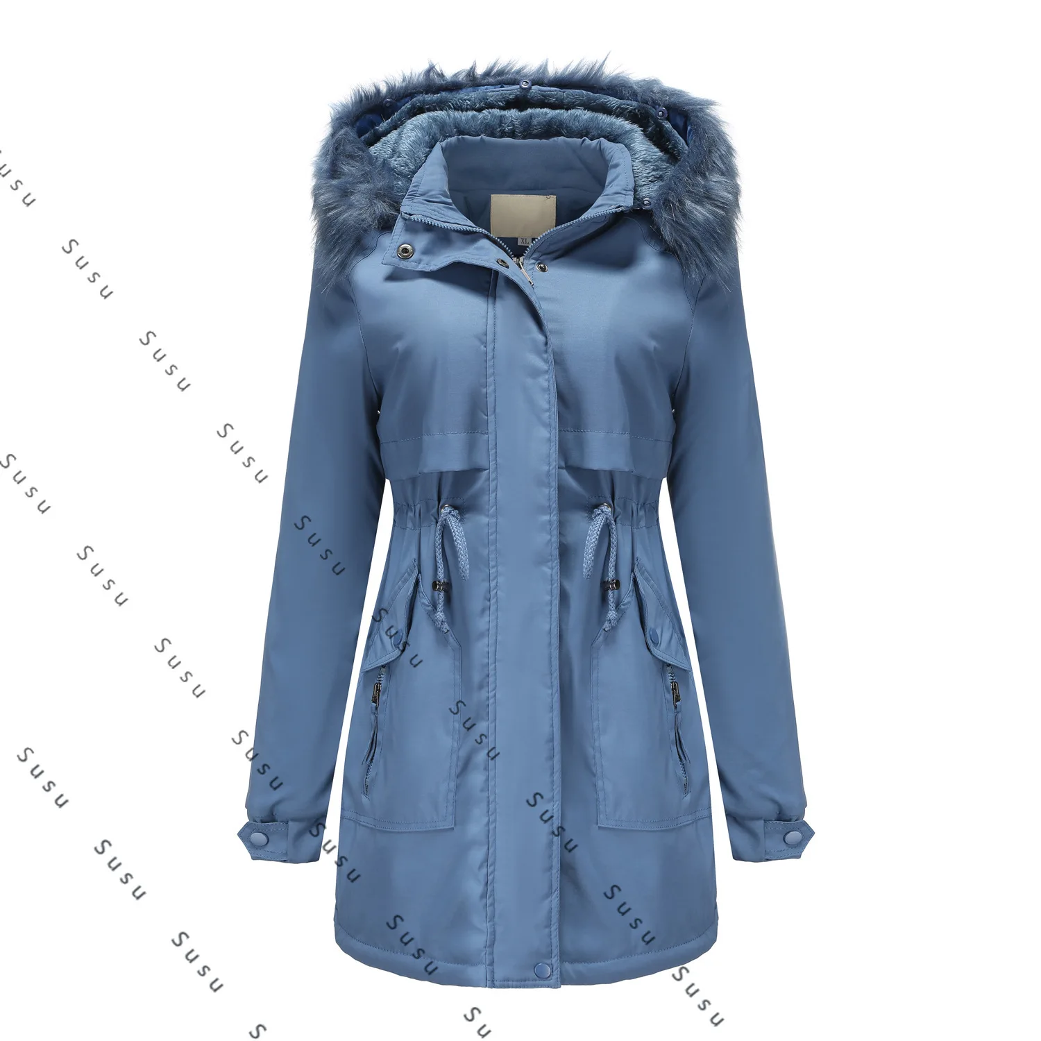 

2025 New [Order] Women's cotton-padded clothes are removable, fur collar is removable, hat and cotton-padded pie overcome women