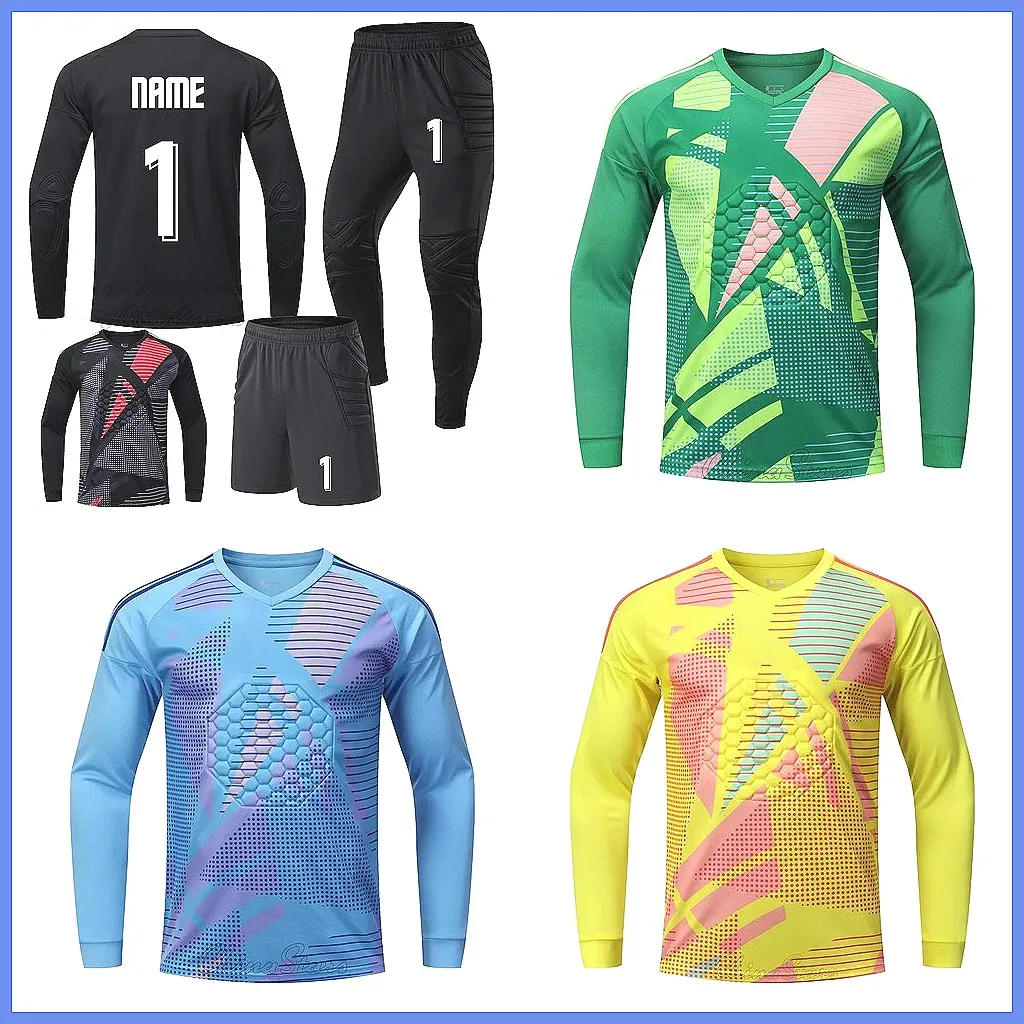 

wholesale price custom name factory sale Custom Soccer Shirt Custom Men Kids Soccer Goalkeeper Jerseys Tops Football Goalie Kit Survetement Rugby Shirts Sport Elbow Protector France Spain Argentina England Brazil Morocco Belgium Germany Colombia
