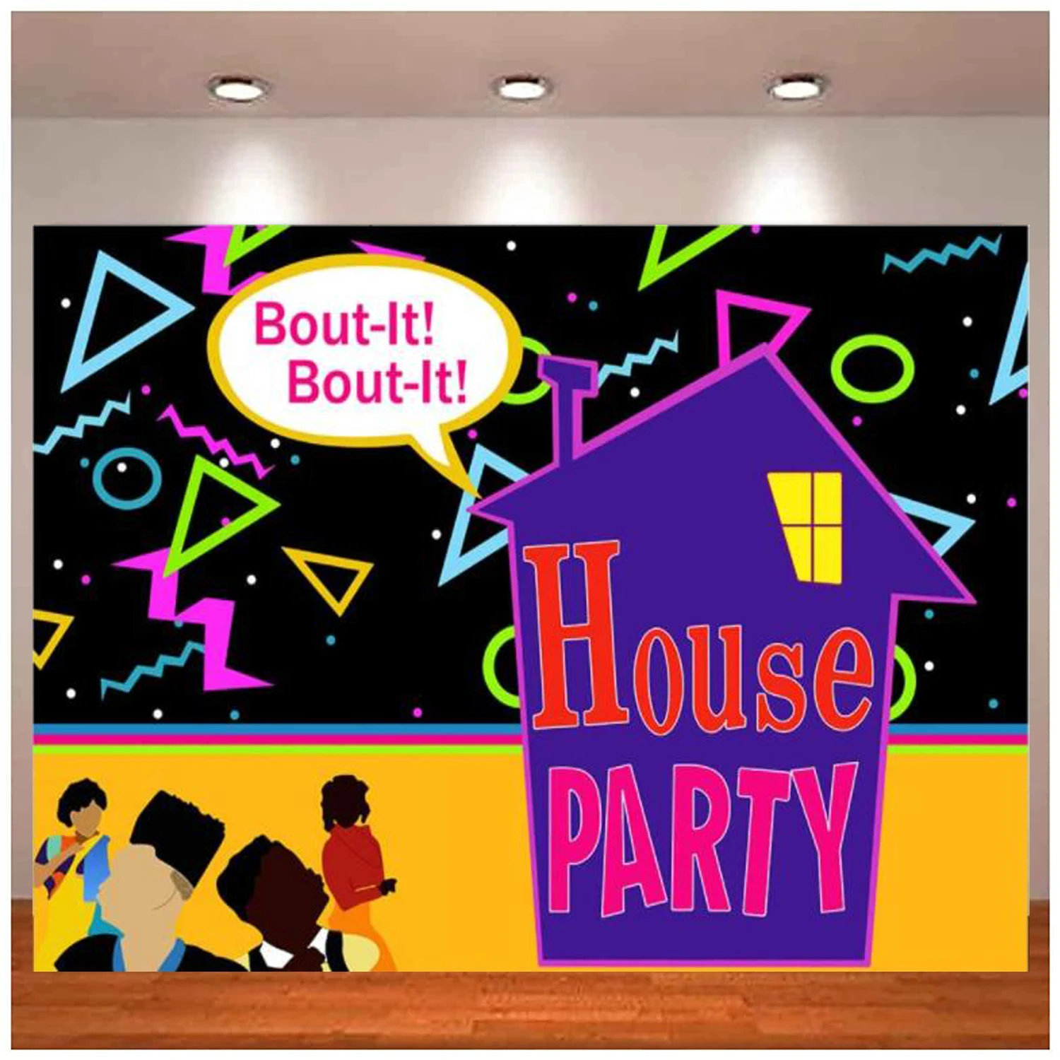 

90s House Family Party Photo Photography Backdrop Bounce House Theme Birthday Background Party Throwback Party Decoration